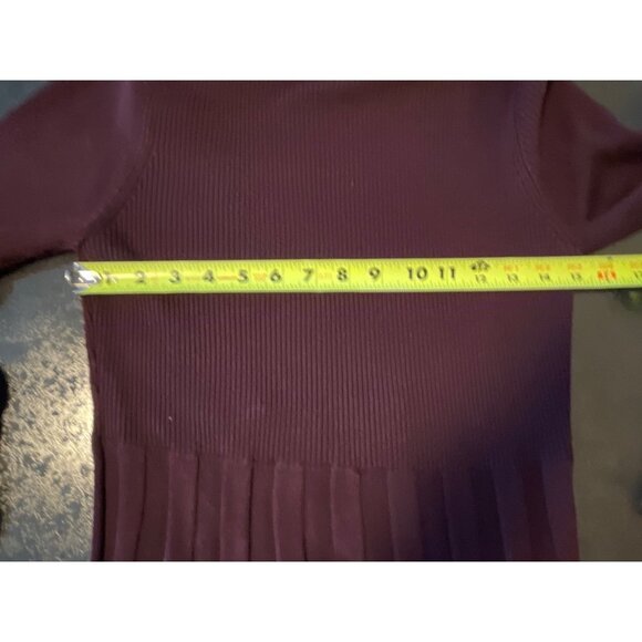 Dana Buchman Ribbed Knit Marroon Cowl Neck Fit and Flare Dress Sz L - Picture 6 of 10